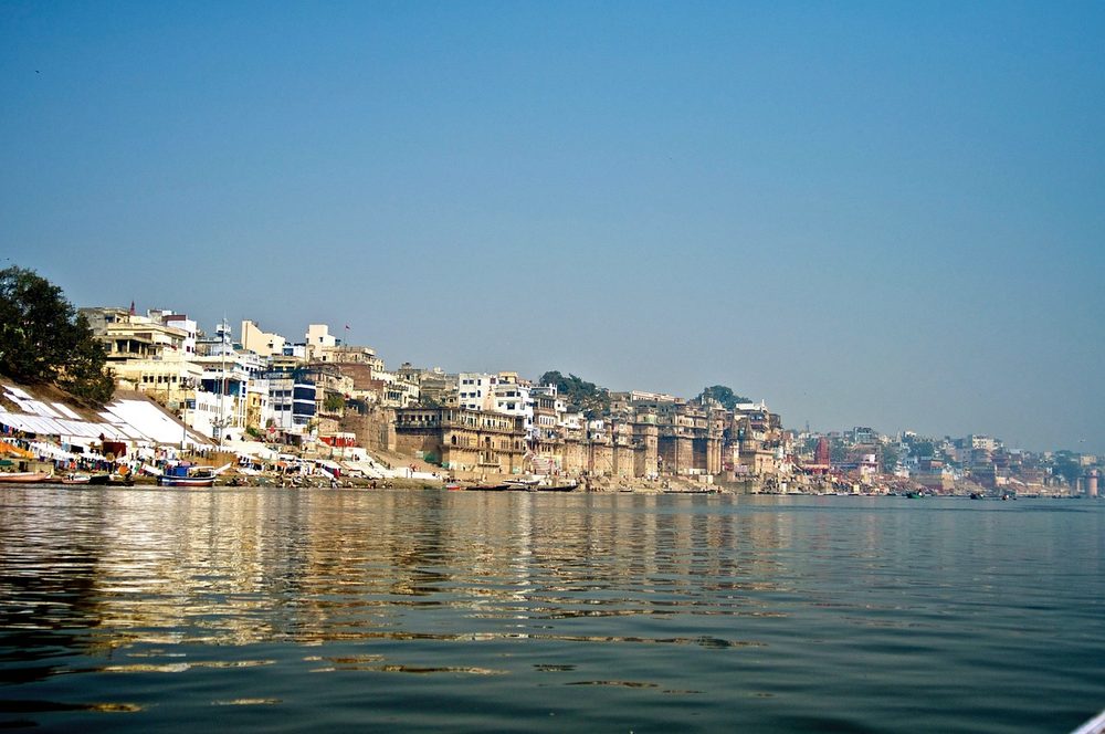 The ghats of the Ganga in morning light, Varanasi